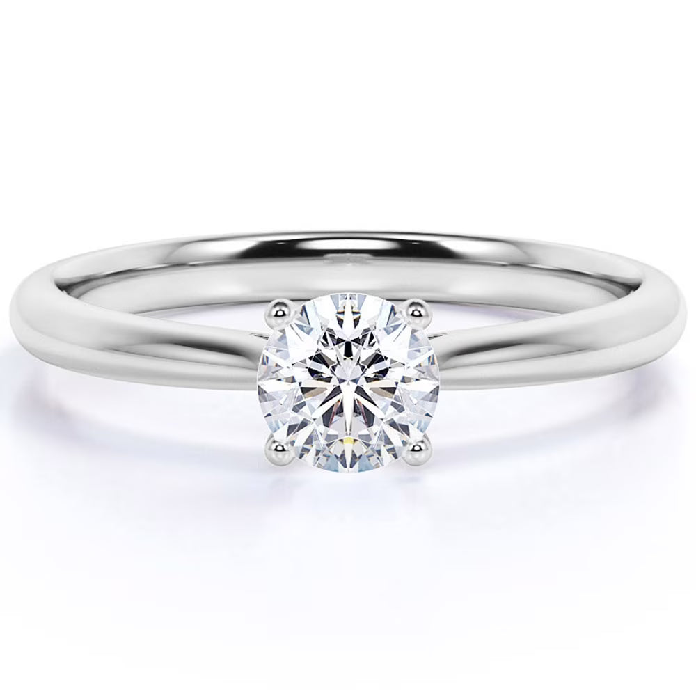 18K White Gold over Silver Round Cut Engagement Ring W12105