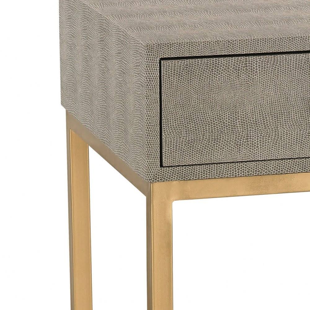 24 inch Side Table Gold/Navy Faux Shagreen Finish A664