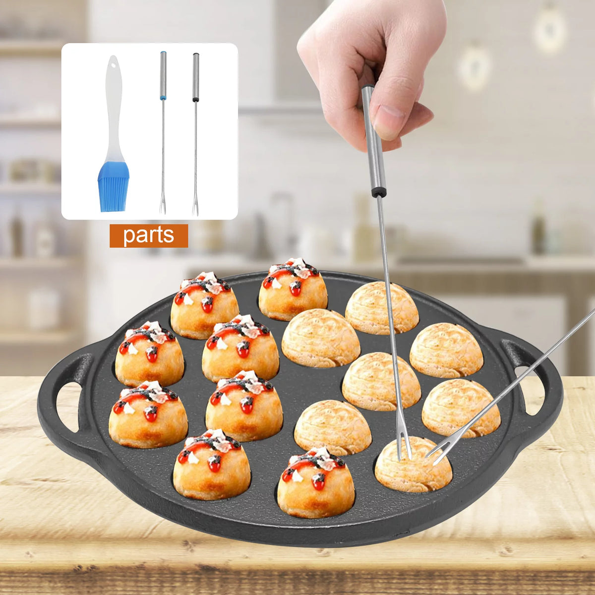 Cast Iron 15 Holes Takoyaki Pan X3019
