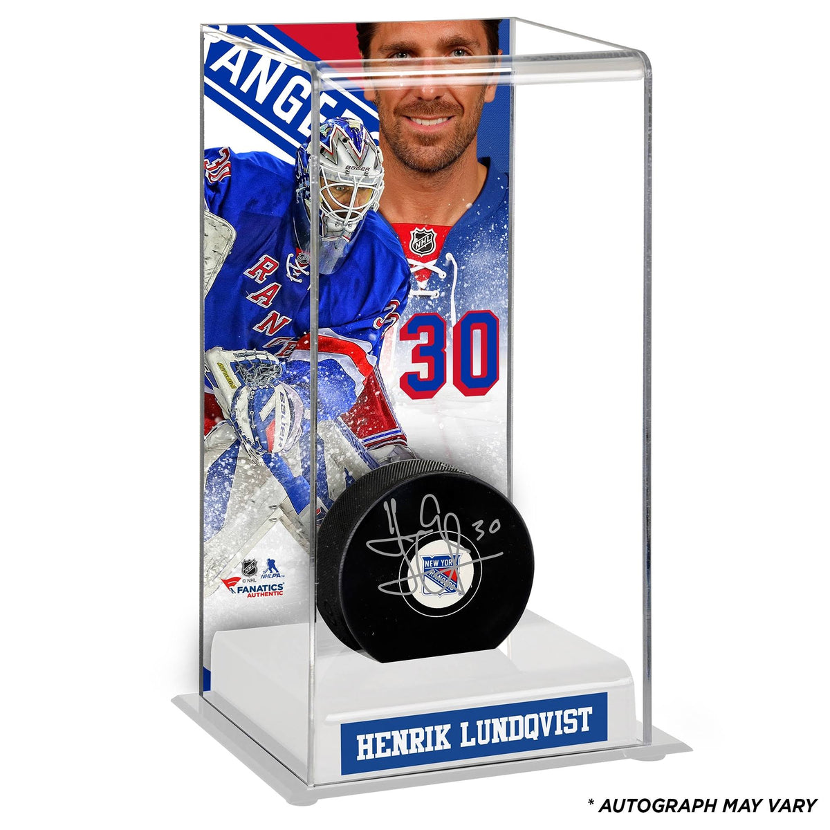 Autographed Hockey Puck with Deluxe Tall Case C33148