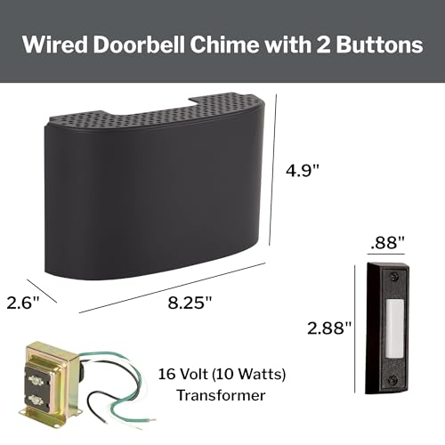 Flat Black Door Chime Kit with 2 Black Buttons R216804