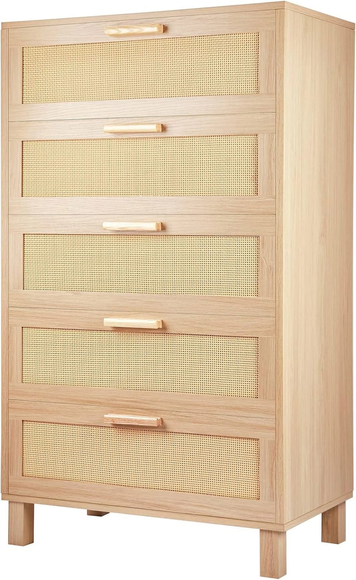 Oak 5 Drawer Rattan Dresser X6360