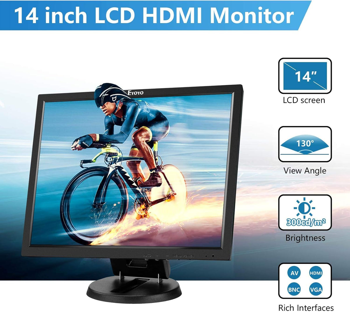 14 inch LCD Monitor 1024x768 VGA Display with Speakers C3214