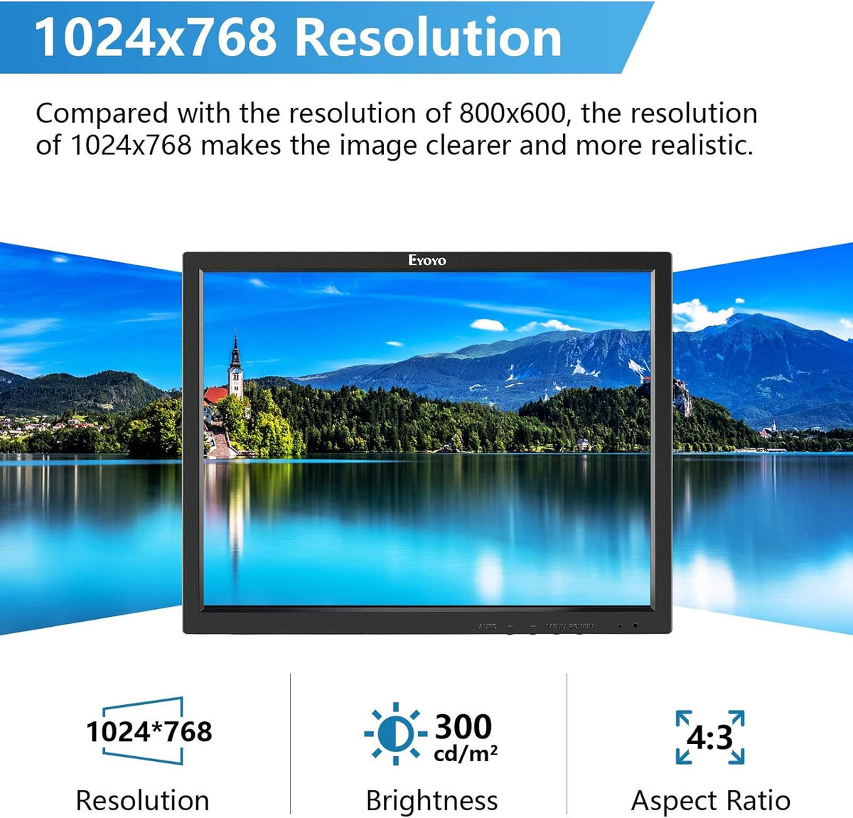 14 inch LCD Monitor 1024x768 VGA Display with Speakers C3214