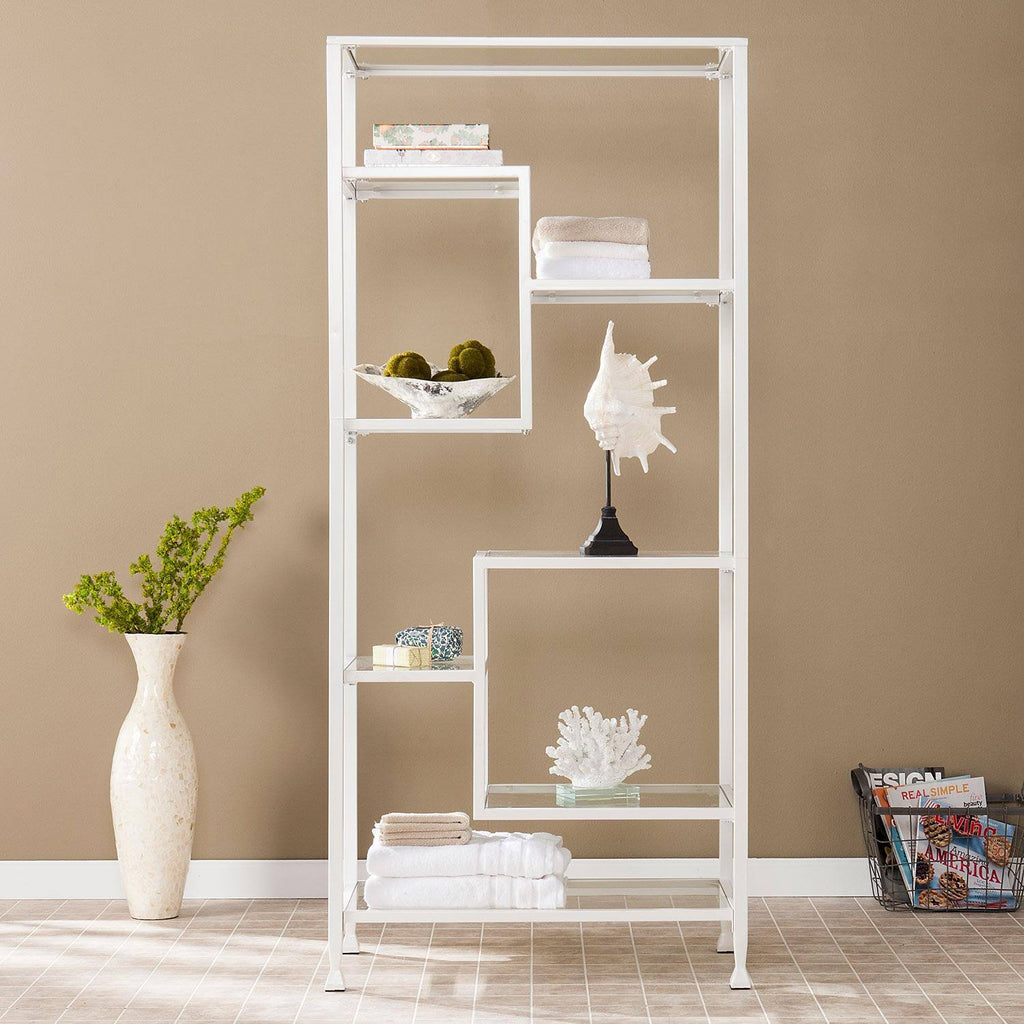 White Asymmetrical Bookcase Q6620