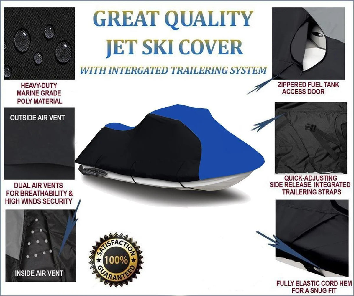 Black Blue 600 Denier Jet Ski PWC Watercraft Cover Z7708
