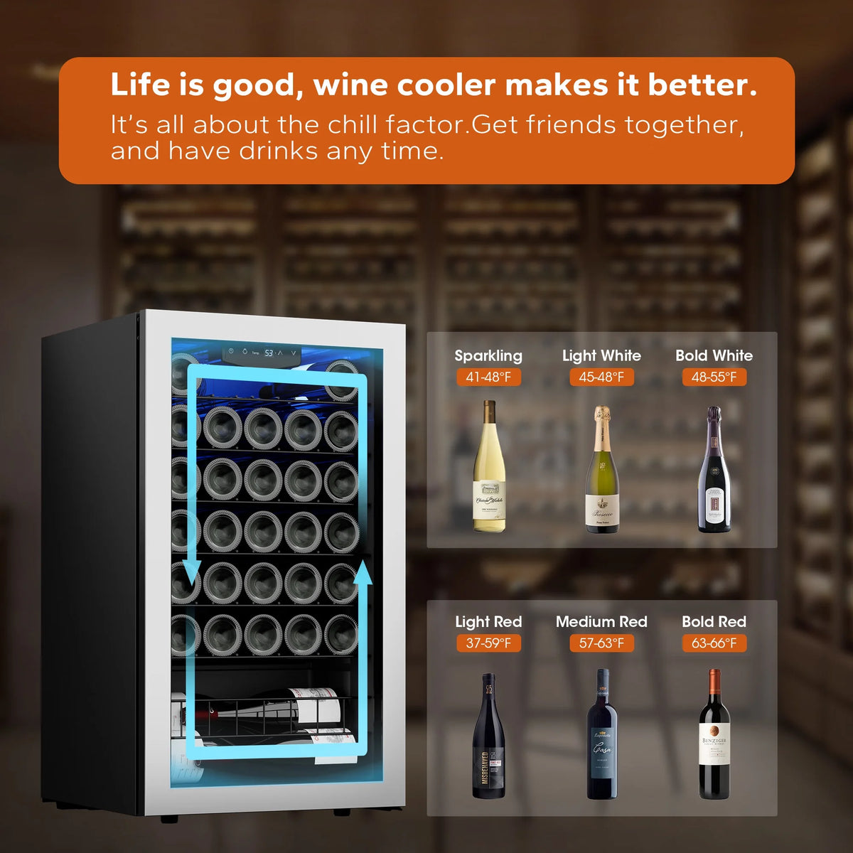 32 Bottle Mini Wine Cooler with Glass Door V356171