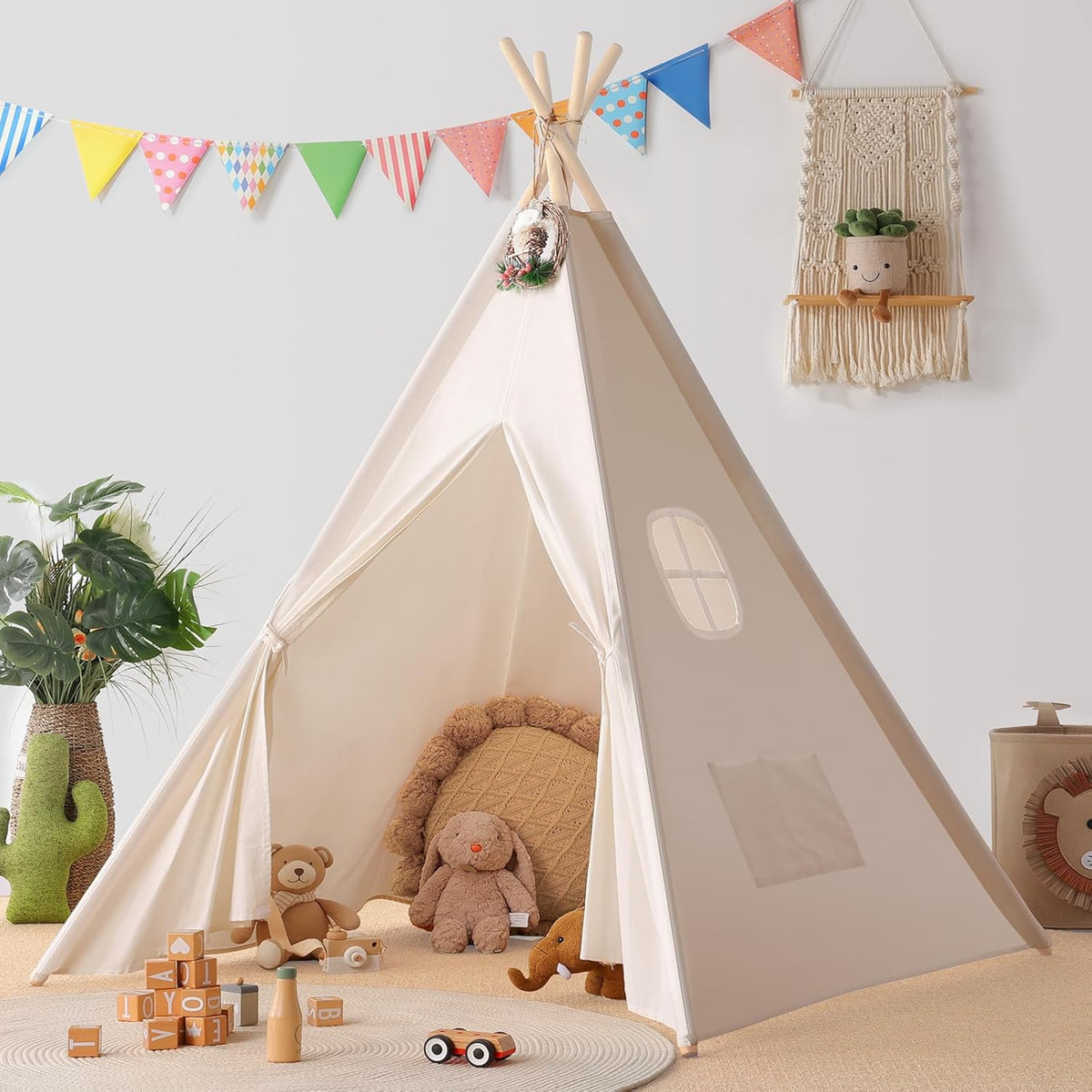 Natural Canvas Teepee Play Tent with Carry Case K416