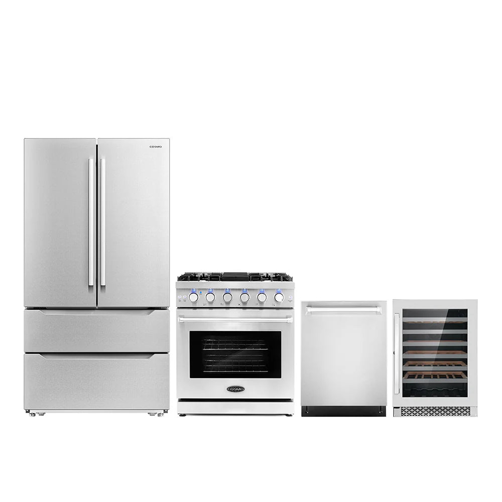 30 Gas Range Refrigerator with Ice Maker Dishwasher and Wine Cooler S971