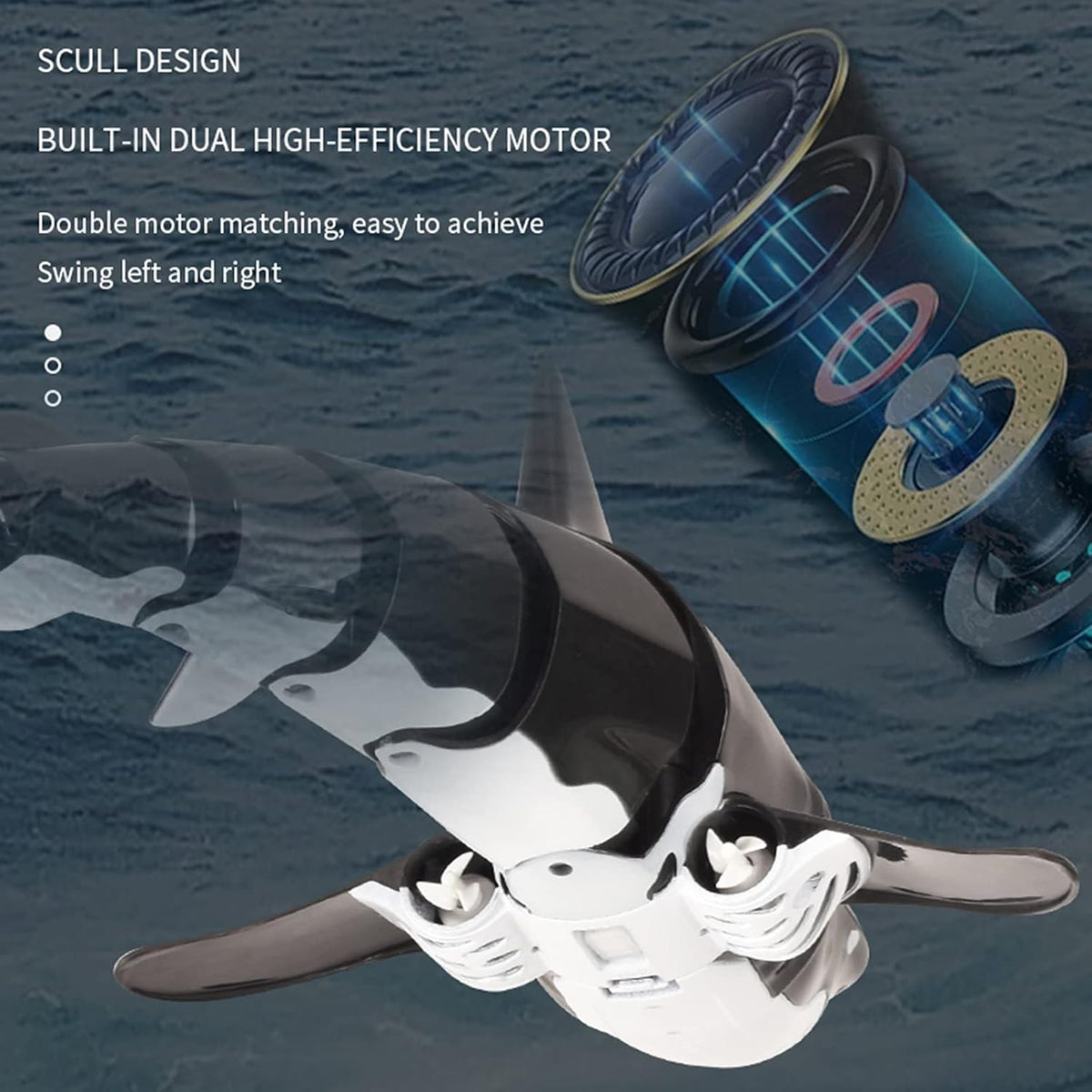 Black Shark Head Shark with LED Light Remote Control Shark Toy 1:18 Pack of 2 X281760