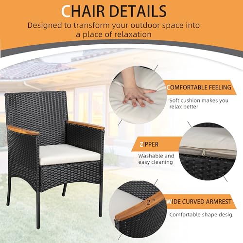 4-Piece Outdoor Wicker Patio Furniture Set with Cushions F812628