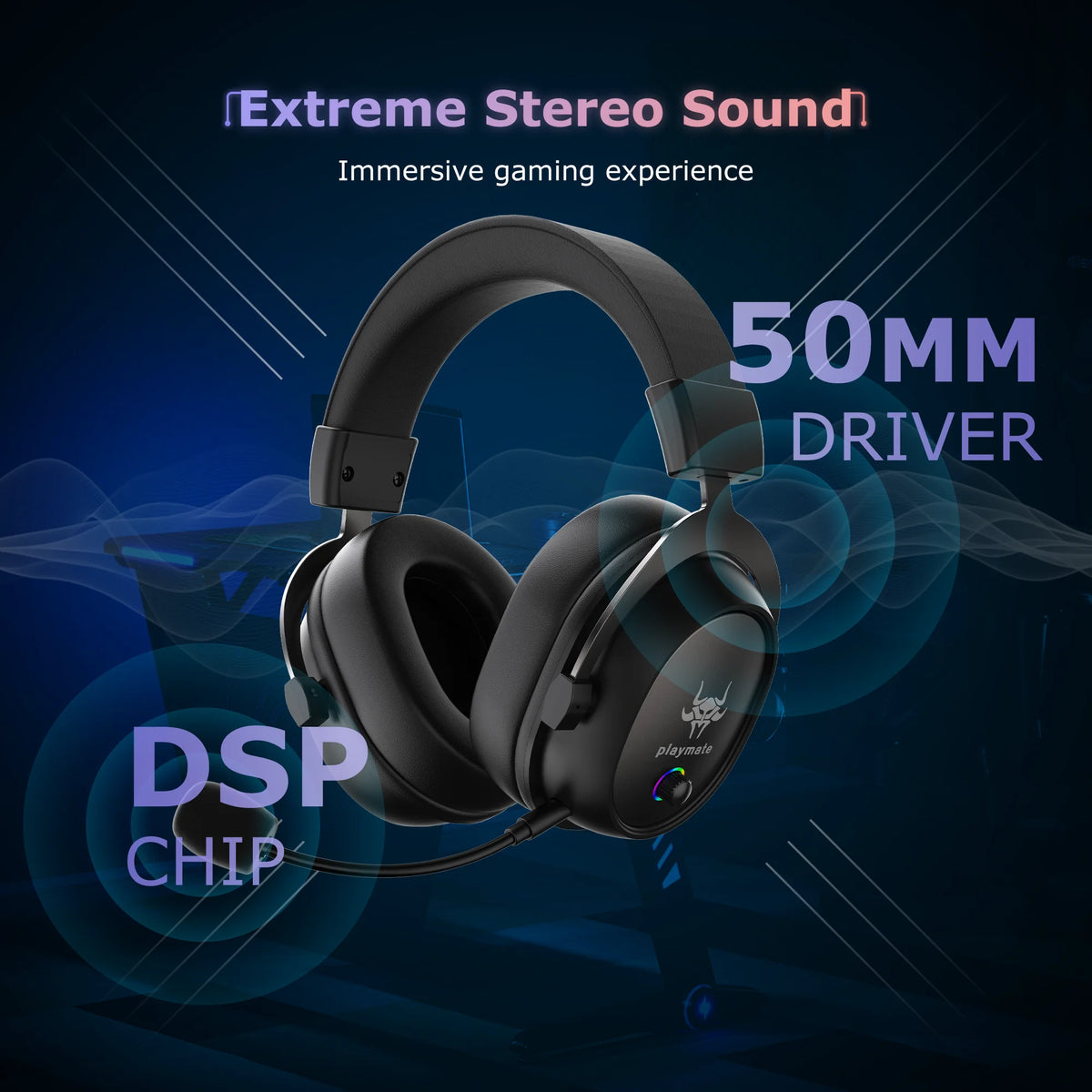 Wireless Gaming Headset with Detachable Noise-Canceling Microphone H85564