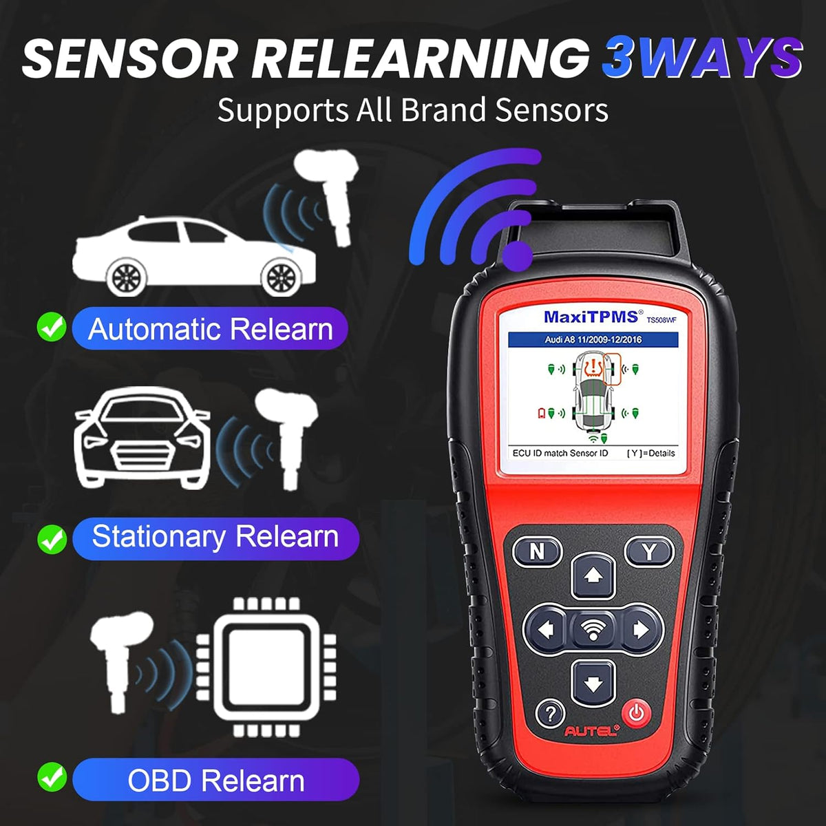 TPMS Tool with 4PCS 315+433MHz Sensors J575