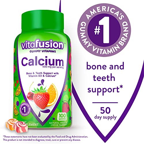 Chewable Calcium Gummy Vitamins, Fruit and Cream Flavored, 100 Count G750953