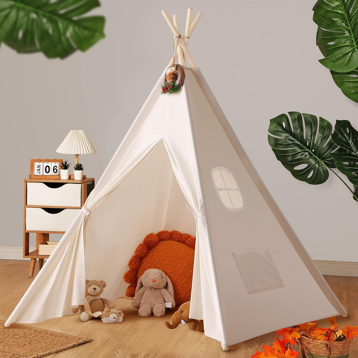 Natural Canvas Teepee Play Tent with Carry Case K416