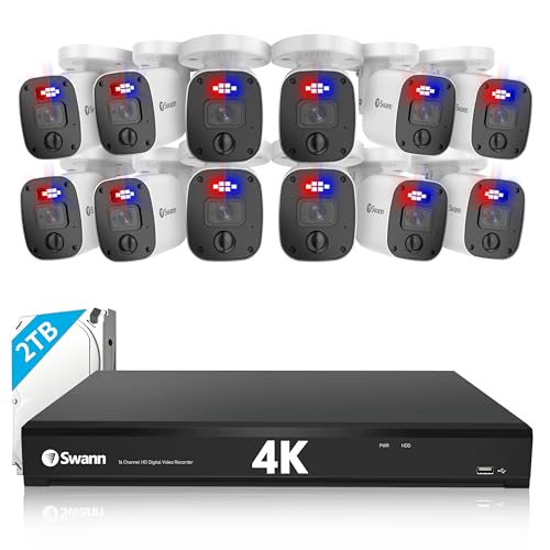 4K Ultra HD 16 Channel DVR Security Camera System with 2TB HDD and 12 Wired Cameras E240230