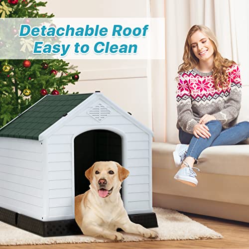 White Large Plastic Dog House with Elevated Floor B551