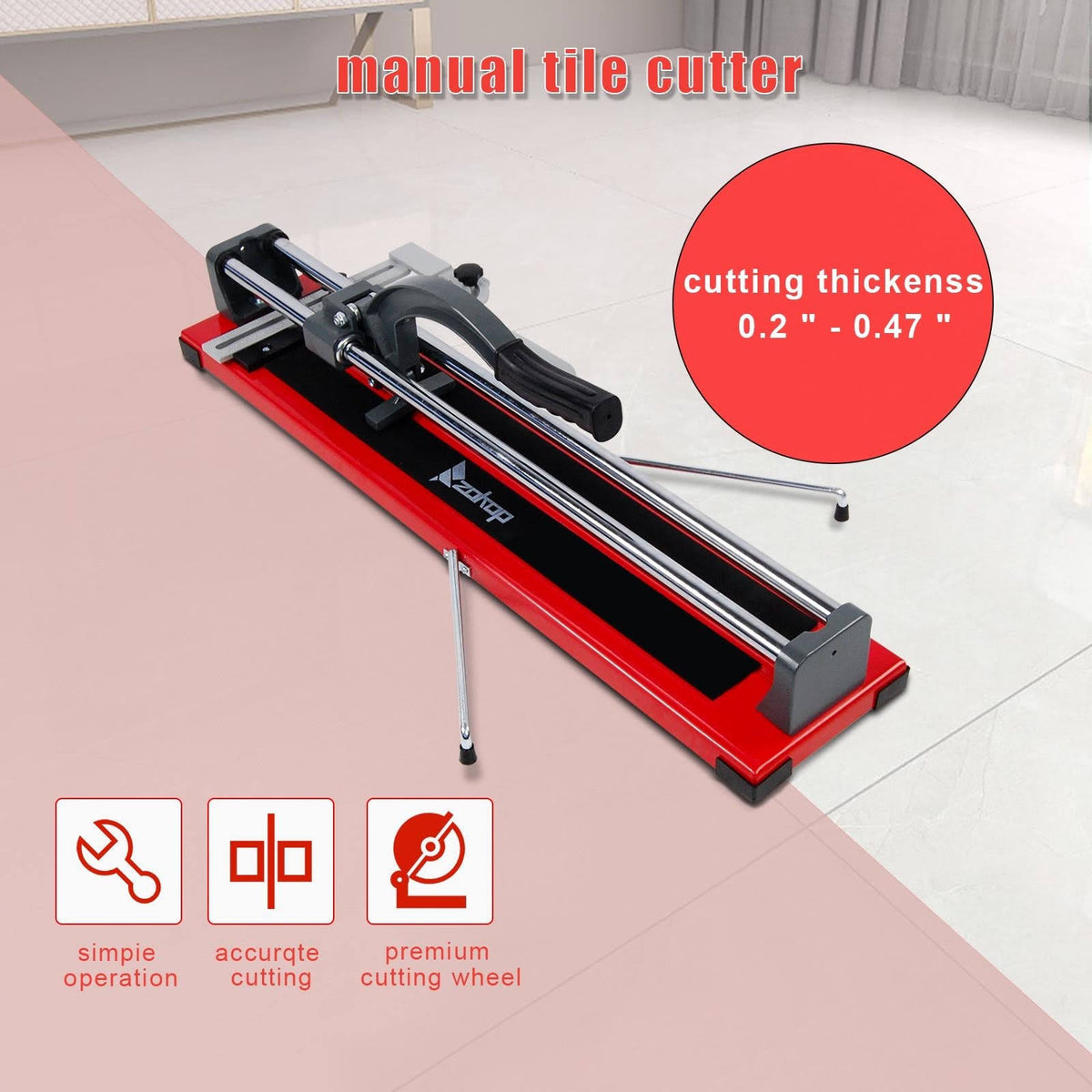 24 inch Manual Tile Cutter with Tungsten Carbide Cutting Wheel D40654