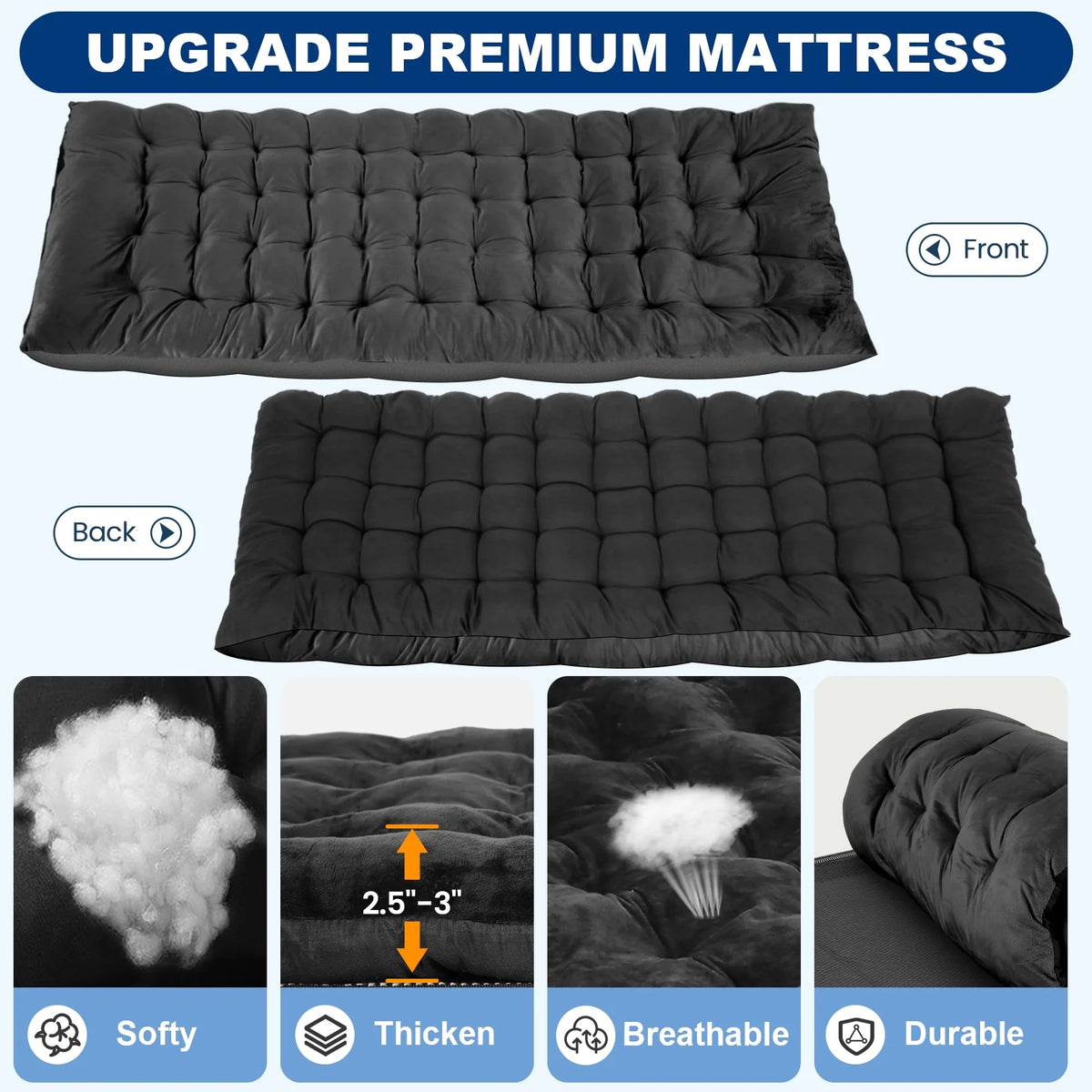 Portable Folding Bed with Removable Thick Mattress and Carry Bag T37585