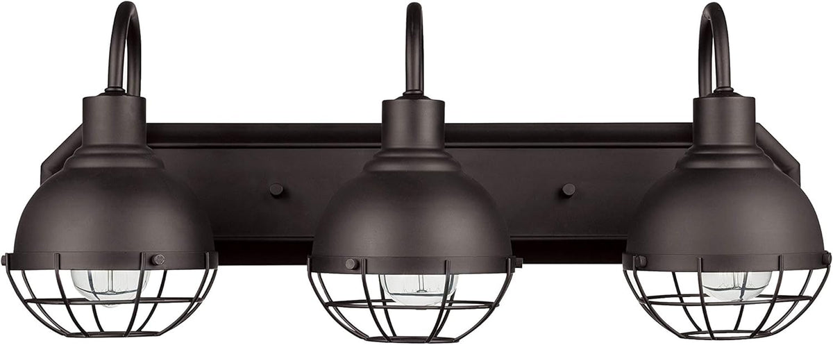 Brushed Nickel Metal Vanity Light with Cage Shades G9423