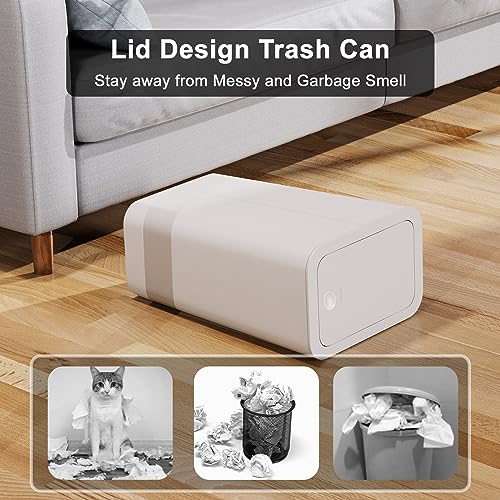 Grey 3 Pack Bathroom Trash Can with Lid Set P25823