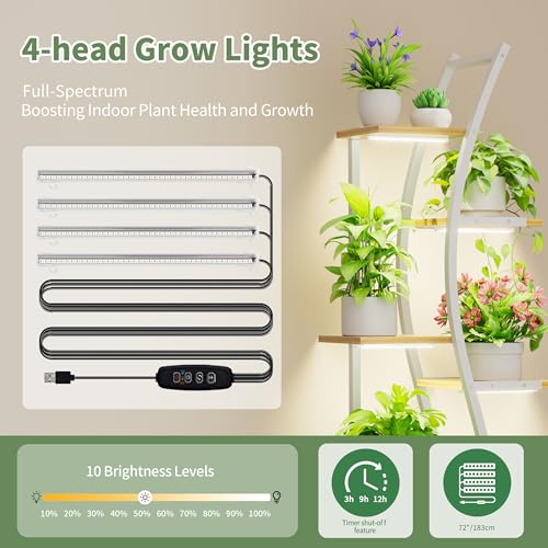 7 Tiered Metal Plant Stand with Grow Lights N182