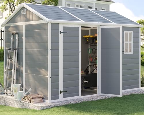 Grey Outdoor Resin Storage Shed with Floor N106