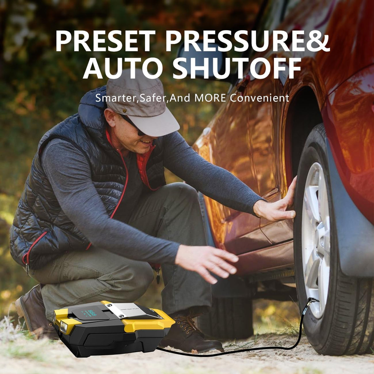 Portable 150 PSI 12V Electric Air Compressor Tire Inflator with Digital Pressure Gauge T424744