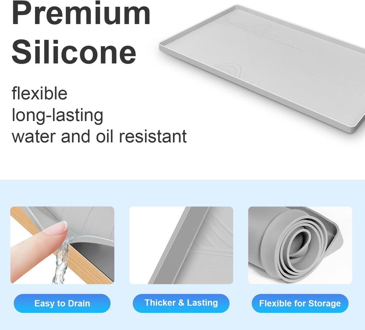Light Grey Silicone Under Sink Mat L9490
