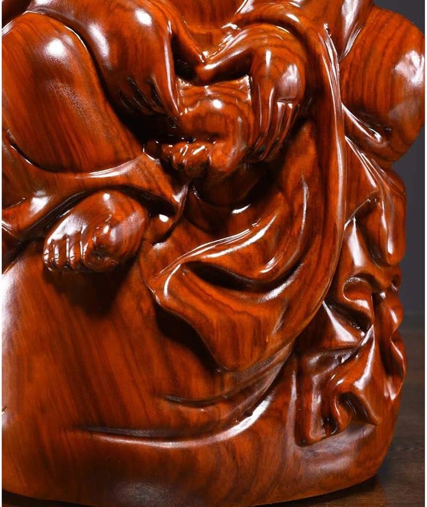 7.88 Inches Huanghuali Wood Carving Maitreya Buddha Statue R658112
