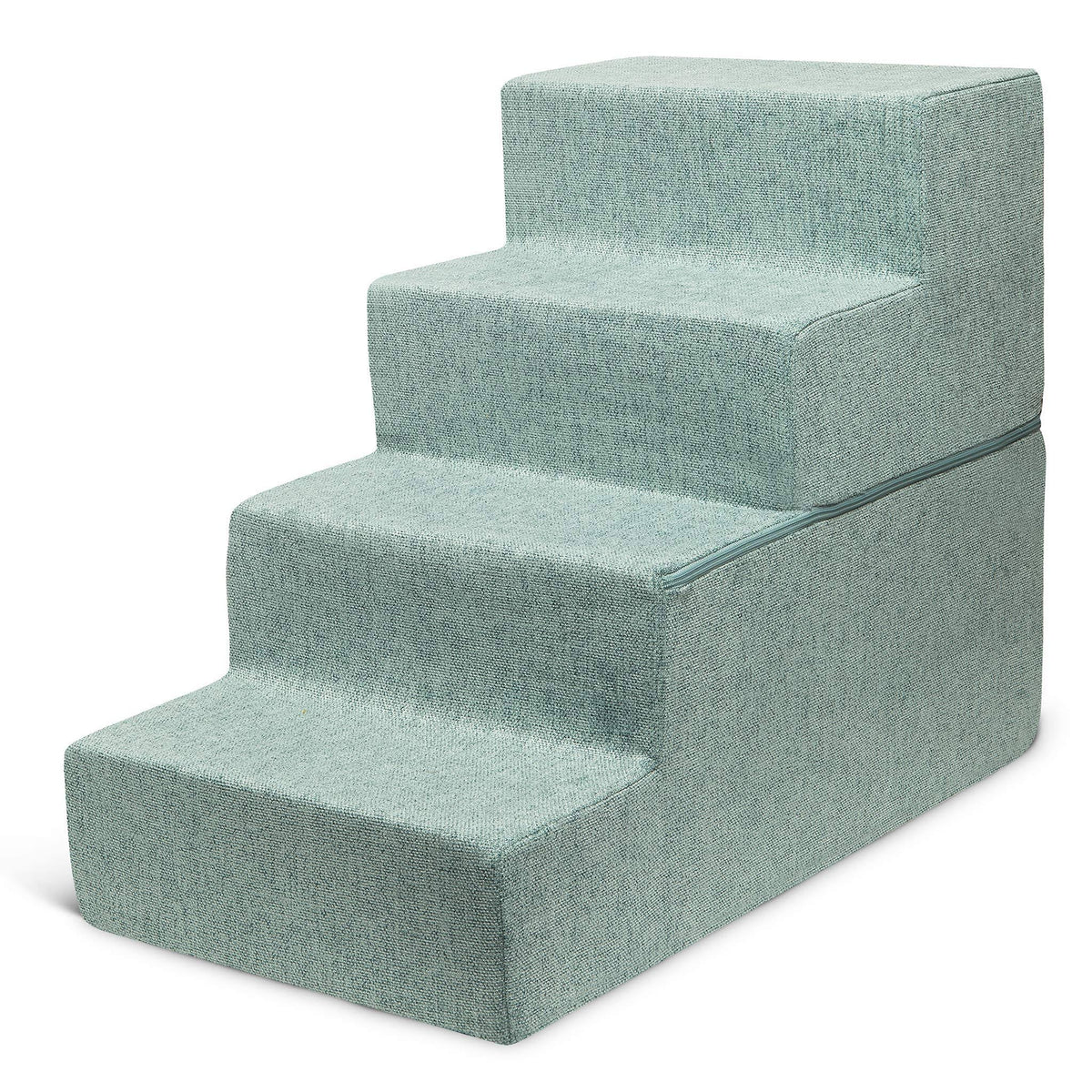 4-Step Pale Teal Linen Dog Cat Stairs I50473