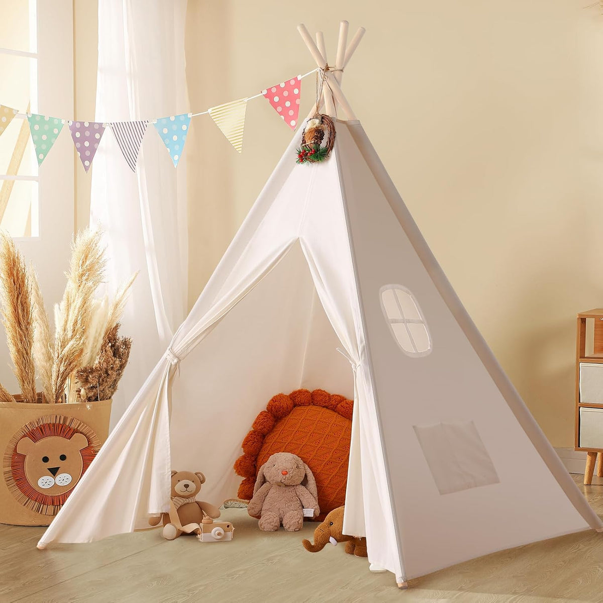 Natural Canvas Teepee Play Tent with Carry Case K416