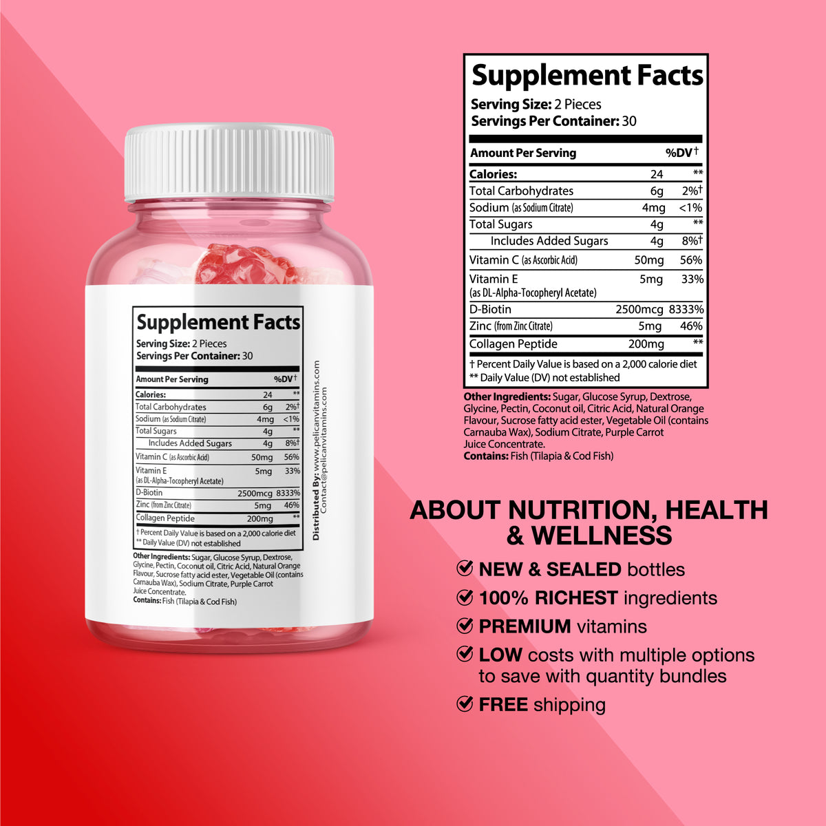 2 Bottles 120 Gummies Collagen Boost J979