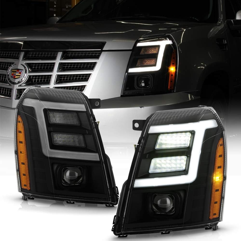 2007-2014 Cadillac Escalade Black Housing LED Projector Headlights Set M94105