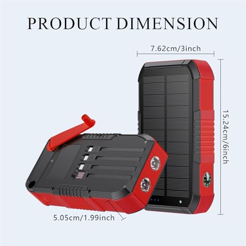 Solar Power Bank 66800mAh Hand Crank 4 Cables 22.5W Fast Charge Black D829