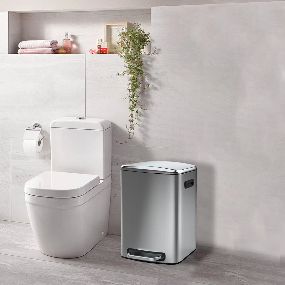 13 Gallon 50L Thickened Stainless Steel Trash Can with Lid Z6305