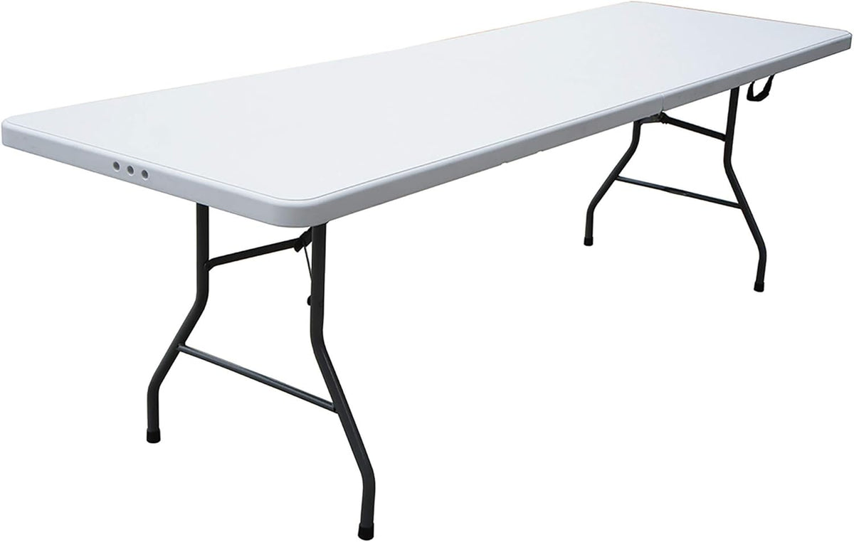 White 8 Foot Plastic Resin Folding Table W392