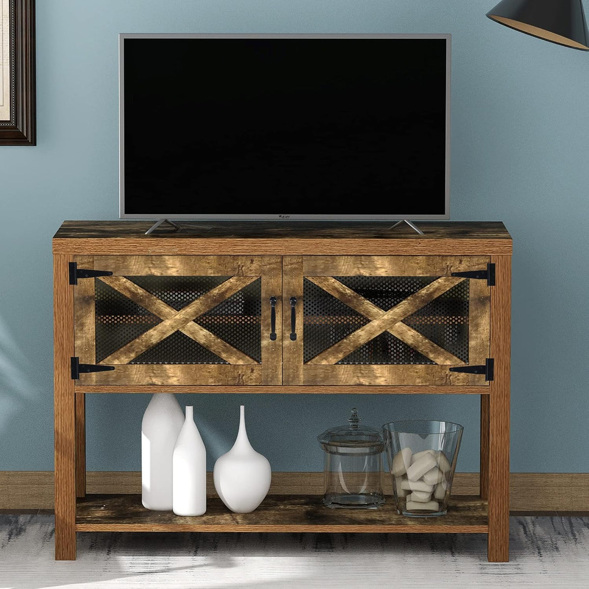 Black Solid Wood Console Table with 2 Drawers M804931