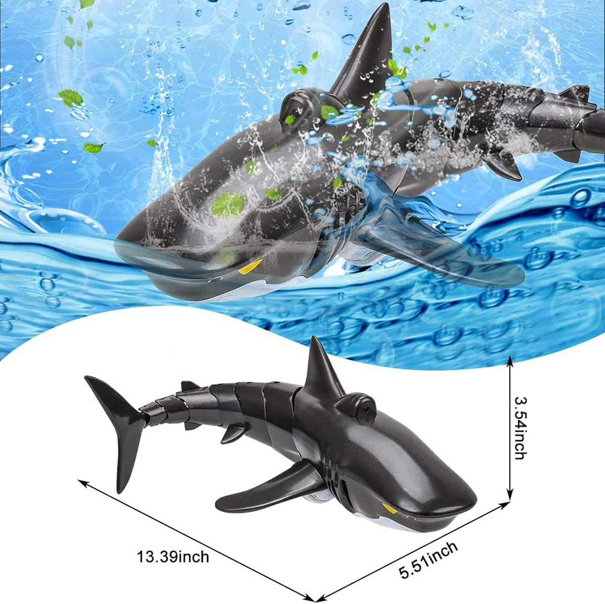 Black Shark Head Shark with LED Light Remote Control Shark Toy 1:18 Pack of 2 X281760