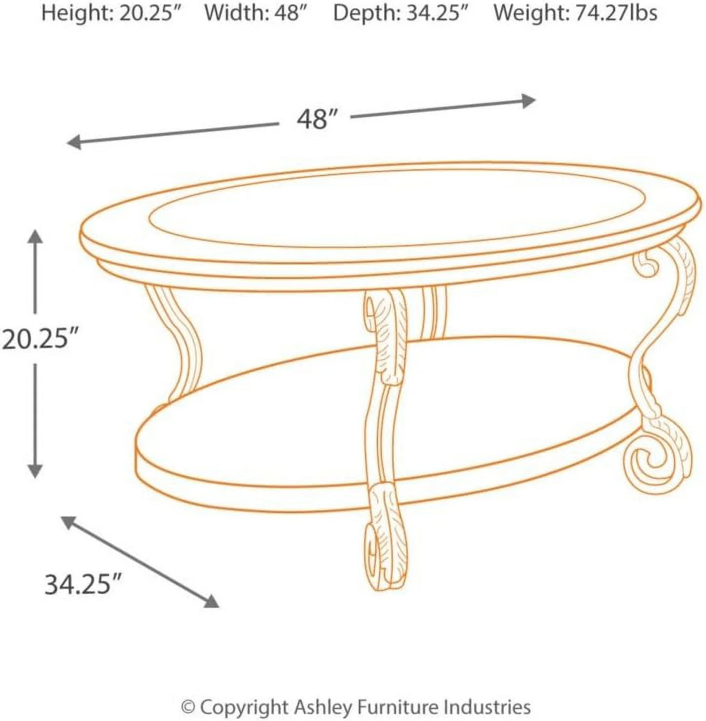 Oval Coffee Table with Glass Top and 1 Shelf Y81882