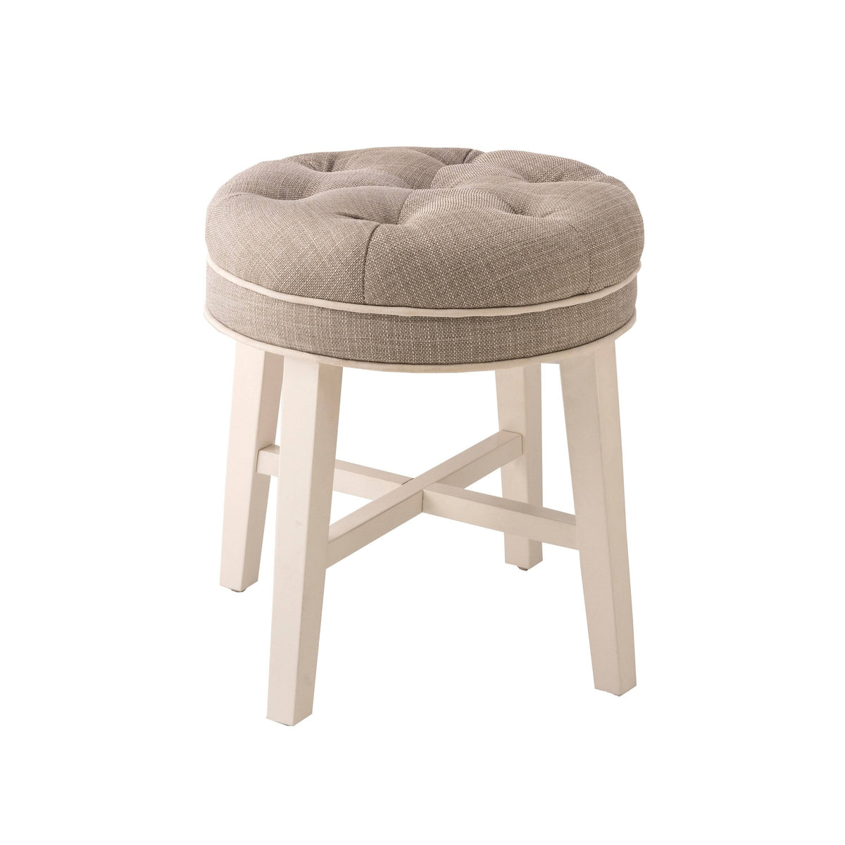 Linen Gray Tufted Backless Vanity Stool V9595