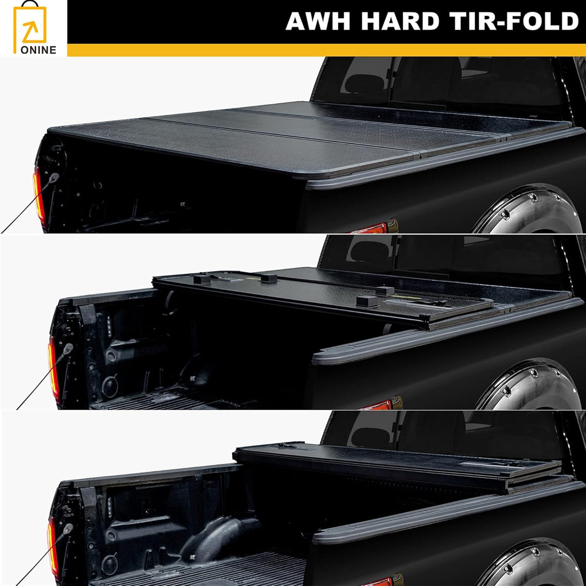 Hard Tri-Fold Truck Bed Tonneau Cover for 2020-2022 Jeep Gladiator JT 5ft Bed M13219
