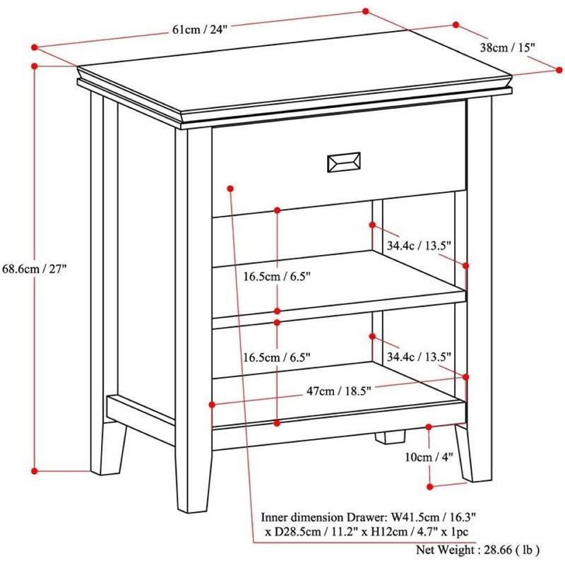 White Solid Wood Bedside Table Z6095
