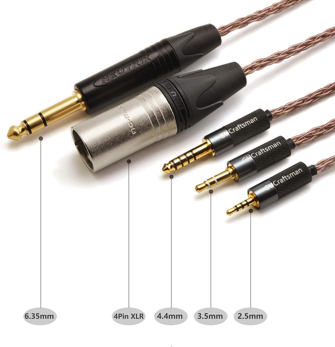 6N Single Crystal Copper Headphones Cable 4.4mm Balance S60506