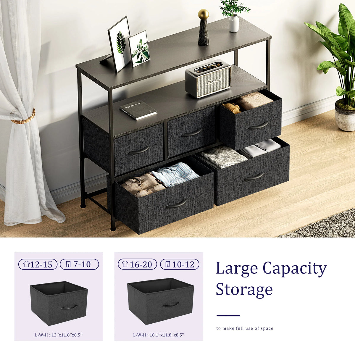 5 Drawer Dresser with Wood Top D4942