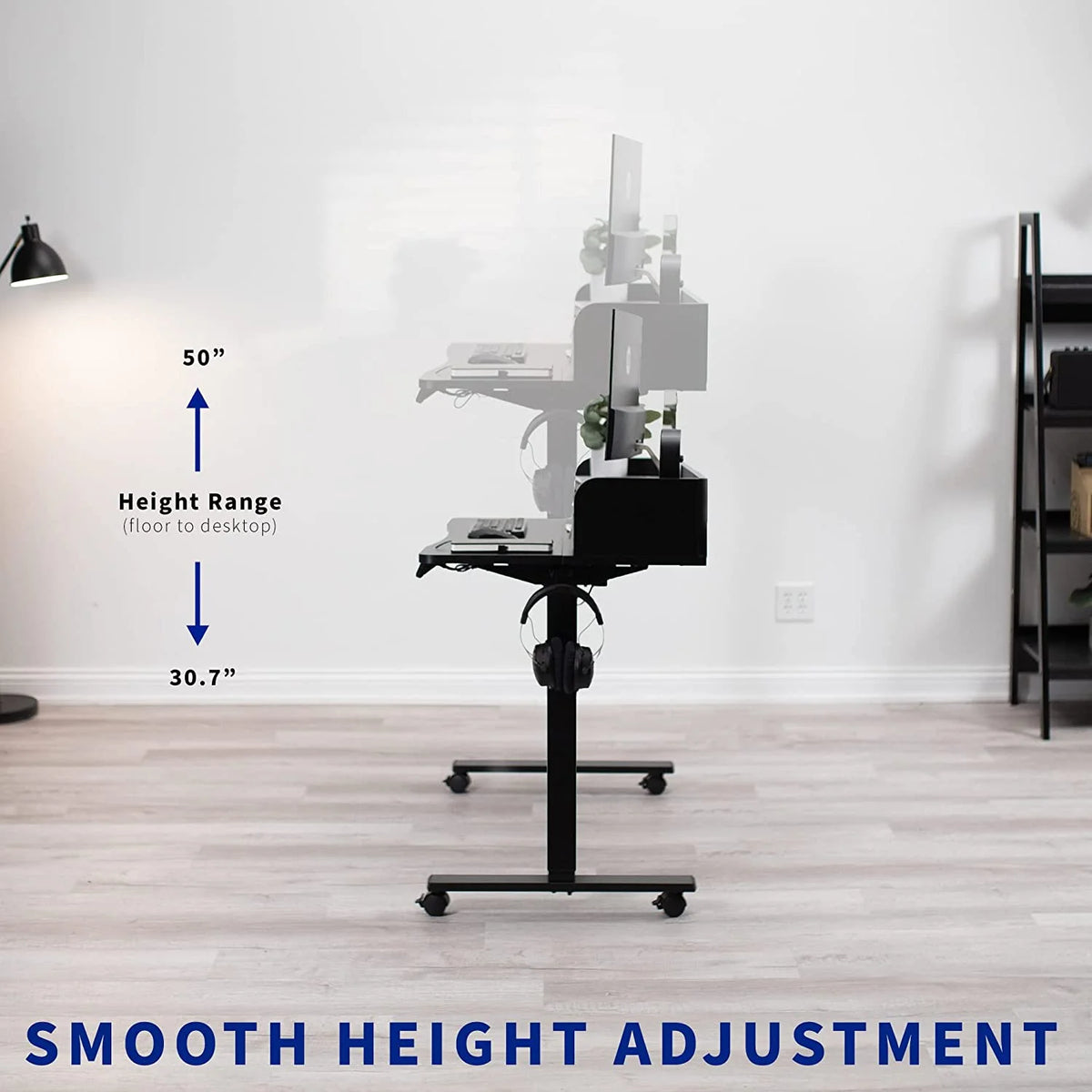 2-Tier Height Adjustable 24 Inch Stand Up Desk with Storage Drawers J59411
