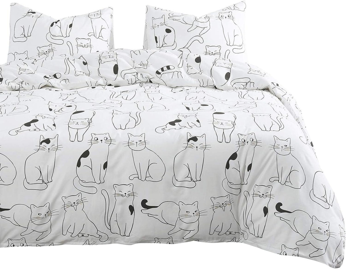 White 100% Cotton Twin Size Duvet Cover Set with Zipper Closure G1850