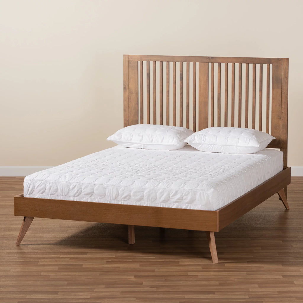 Full Ash Walnut Wood Platform Bed B54033