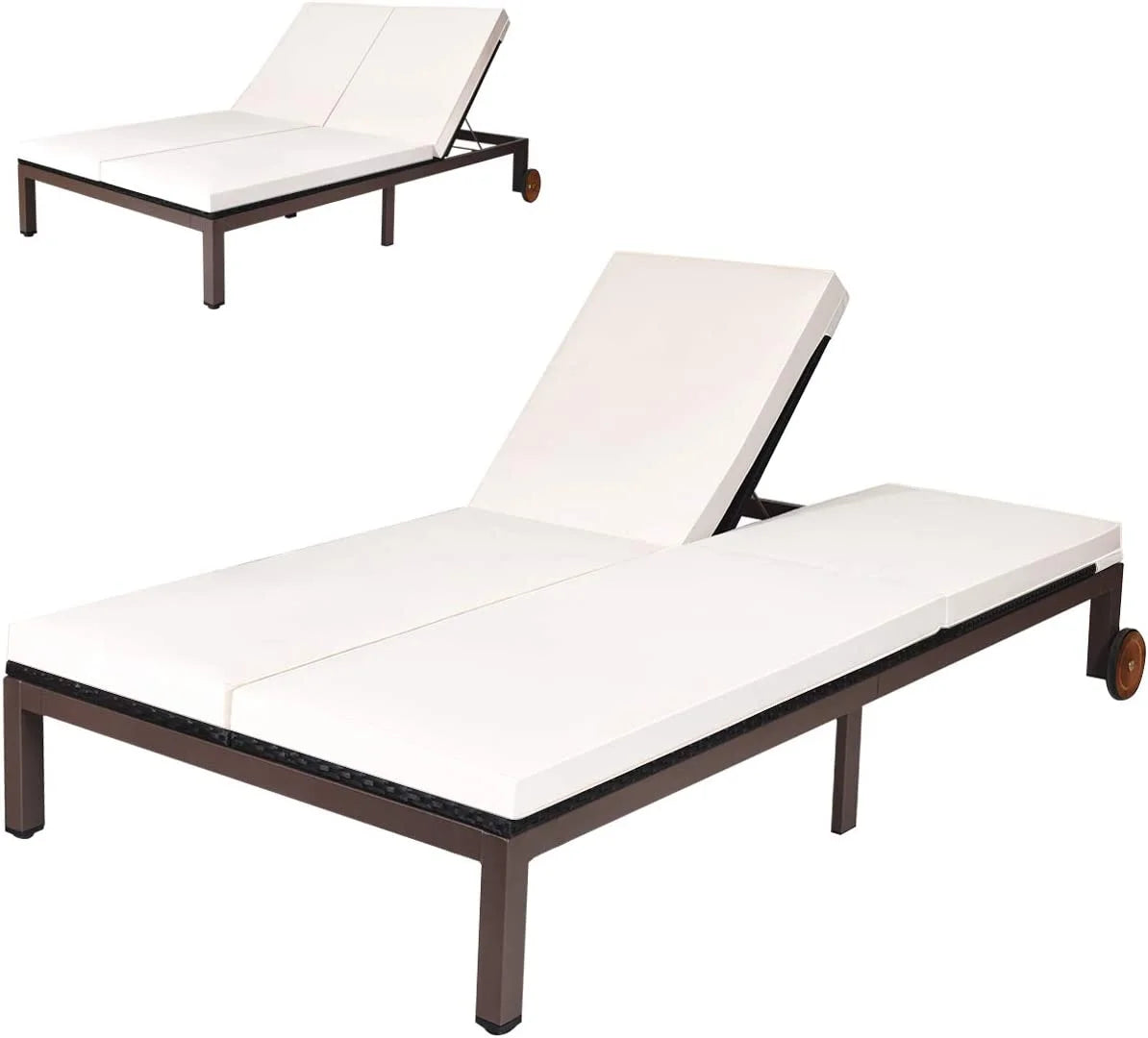 2-Person Rattan Patio Lounge Chair with Cushion P195527