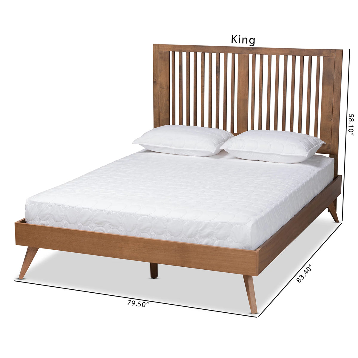 Full Ash Walnut Wood Platform Bed B54033